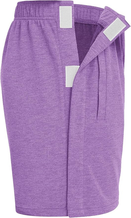 Deyeek Unisex Tear Away Shorts Snap On Athletic Cotton Shorts Post Knee Surgery Recovery Hip Replacement Pants with Pockets