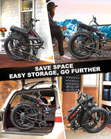 W Wallke 2025 X3 ProMax MAX Folding Dual Motor Electric Bike, 48V 44Ah/22Ah Long Range Adults Ebike, 26" Fat Tire All Terrian Full Suspension 31-34 MPH Fast E-Bike, 7-Speed Mountain e Bicycle, UL2849