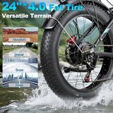 6000W Dual Motor Electric Bike for Adults - 58V Max-Output 1856Wh Fast Ebike with 47 MPH,Up to 105 Miles,24" Fat Tire Hydraulic Disc Brake Electric Bicycle,Off-Road Snow Mountain Commuter E-Bike