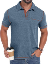 Sailwind Men's Short Sleeve Polo Shirts Casual Summer Classic Collared Golf Shirt with Pocket