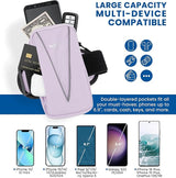 HiRui Cell Phone Holder Arm Bag & Wrist Bag for Phone, Sports Running Armband for Gym & Cycling, Compatible with iPhone 16/16Pro/Plus/15/14 Samsung Galaxy All Phones, Reflective & Adjustable (Purple)