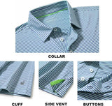 Mens Golf Shirt Moisture Wicking Dry Fit Performance Sport Short Sleeve Striped Golf Polo Shirts for Men