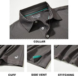 Mens Golf Shirt Moisture Wicking Dry Fit Performance Sport Short Sleeve Striped Golf Polo Shirts for Men
