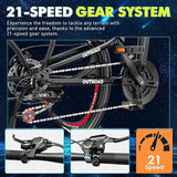 26 Inch Folding Mountain Bike, 21 Speed Full Suspension Bicycle with High-Carbon Steel, Dual Disc Brake Non-Slip Quick Release tire Folding Bicycle for Adults/Men/Women