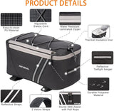 JXFUKAL Rear Bike Rack Bag with Rain Cover, 7L/9L/10L/12L Waterproof Bicycle Ebike Saddle Bag Cycling Pannier Trunk Carrier with Reflector & Adjustable Cord for Commuter Travel Outdoor