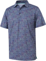 Men's Golf Polo Shirts Short Sleeve Striped Performance Moisture Wicking Dry Fit Golf Shirts for Men