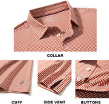 Mens Golf Shirt Moisture Wicking Dry Fit Performance Sport Short Sleeve Striped Golf Polo Shirts for Men