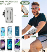 HiRui Arm Bag & Wrist Bag Phone Holder, Sports Running Armband for Gym, Cycling & Workout, Compatible with iPhone 16/15/14 Series, Samsung Galaxy & More, Reflective, Adjustable, Secure Fit (Gray)
