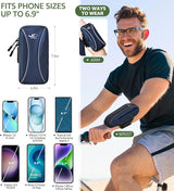 HiRui Arm Bag & Wrist Bag Phone Holder, Sports Running Armband for Gym, Cycling & Workout, Compatible with iPhone 16/15/14 Series, Samsung Galaxy & More, Reflective, Adjustable, Secure Fit (Blue)