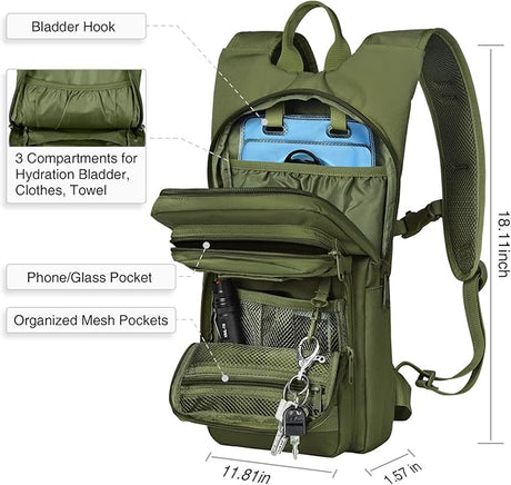 NOOLA Hydration Backpack with 3L TPU Water Bladder, Tactical Molle Water Backpack for Men Women, Hydration Pack for Hiking, Biking, Running and Climbing