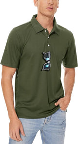 MAGCOMSEN Men's Polo Shirts 3 Buttons Casual Work T Shirts Quick Dry Short Sleeve Golf Shirt Pique Jersey Outdoor Performance