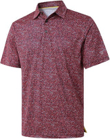 Men's Golf Polo Shirts Short Sleeve Striped Performance Moisture Wicking Dry Fit Golf Shirts for Men