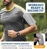 HiRui Cell Phone Holder Arm Bag & Wrist Bag for Phone, Sports Running Armband for Gym & Cycling, Compatible with iPhone 16/16Pro/Plus/15/14 Samsung Galaxy All Phones, Reflective & Adjustable (Gray)