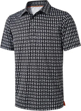 Men's Golf Polo Shirts Short Sleeve Striped Performance Moisture Wicking Dry Fit Golf Shirts for Men