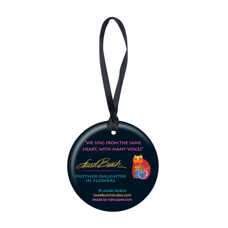 Laurel Burch Mother-Daughter in Flowers Porcelain Keepsake Ornament – Flat Ceramic, Gift-Ready