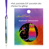 Laurel Burch Rainbow Cat Porcelain Keepsake Ornament – Flat Ceramic, Gift-Ready