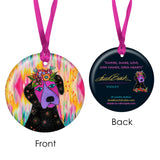 Laurel Burch Violet Dog Porcelain Keepsake Ornament – Flat Ceramic, Gift-Ready