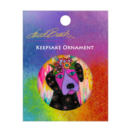 Laurel Burch Violet Dog Porcelain Keepsake Ornament – Flat Ceramic, Gift-Ready