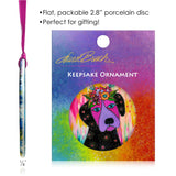 Laurel Burch Violet Dog Porcelain Keepsake Ornament – Flat Ceramic, Gift-Ready