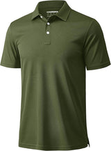 MAGCOMSEN Men's Polo Shirts 3 Buttons Casual Work T Shirts Quick Dry Short Sleeve Golf Shirt Pique Jersey Outdoor Performance