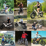W Wallke H7 AWD Dual Motor Electric Bike for Adult, 48V 60Ah/40Ah Removable Battery, Long Range 32-34MPH Fast Ebike, 20" Fat Tire Mountain Offroad All Terrain Full Suspension E-Bicycle, UL2849 List