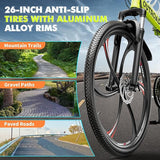 26 Inch Folding Mountain Bike, 21 Speed Full Suspension Bicycle with High-Carbon Steel, Dual Disc Brake Non-Slip Quick Release tire Folding Bicycle for Adults/Men/Women