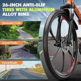 26 Inch Folding Mountain Bike, 21 Speed Full Suspension Bicycle with High-Carbon Steel, Dual Disc Brake Non-Slip Quick Release tire Folding Bicycle for Adults/Men/Women