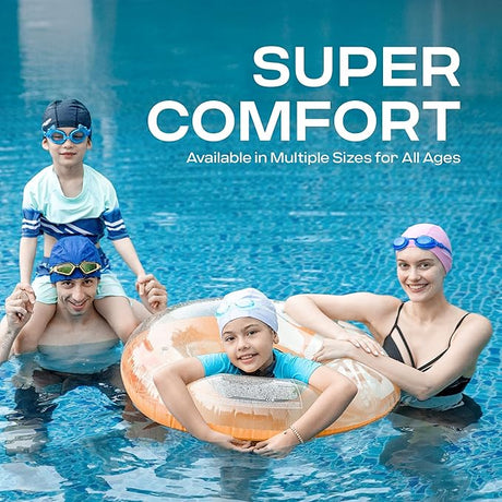 COOLMATE Fabric Swim Cap for Adult Women Men Kid 3 4 6 8 14 16, Silicone Water Resistant Layer, Cloth Swim Cap Gifts for Swimmers, Lightweight for Pool, Lap Swimming (1 pc)