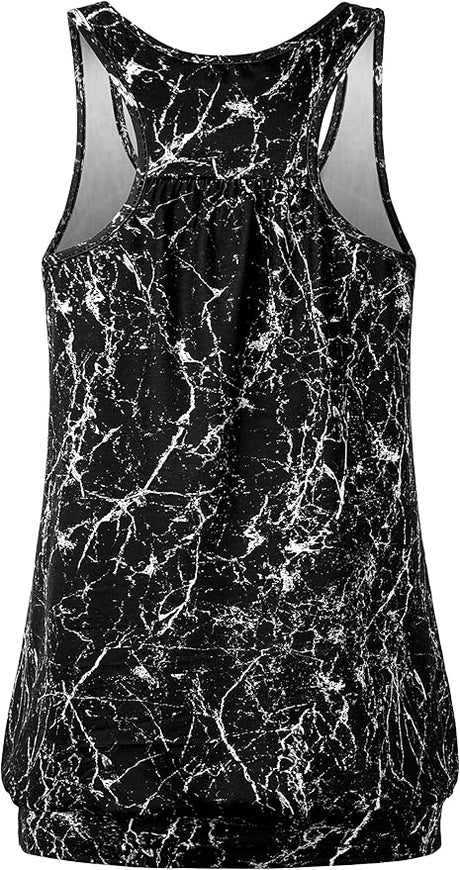 Miusey Womens Sleeveless Round Neck Loose Fit Racerback Yoga Tank Top
