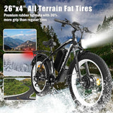 Electric Dirt Bike, 5000W Peak Dual Motor EBike for Adults, 60V 25AH Battery Electric Bike with 40-50MPH Mountain AWD 21-Speed Snow, 26" x 4.0 Fat Tire, Long Range Off-Road