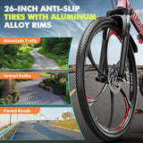 26 Inch Folding Mountain Bike, 21 Speed Full Suspension Bicycle with High-Carbon Steel, Dual Disc Brake Non-Slip Quick Release tire Folding Bicycle for Adults/Men/Women