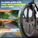 26 Inch Folding Mountain Bike, 21 Speed Full Suspension Bicycle with High-Carbon Steel, Dual Disc Brake Non-Slip Quick Release tire Folding Bicycle for Adults/Men/Women