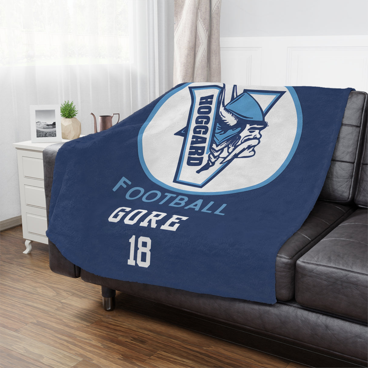 Hoggard Vikings Football Minky Blanket — Custom Name + Team Number