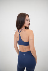 I Live in Luxury Navy Blue Sports Bra