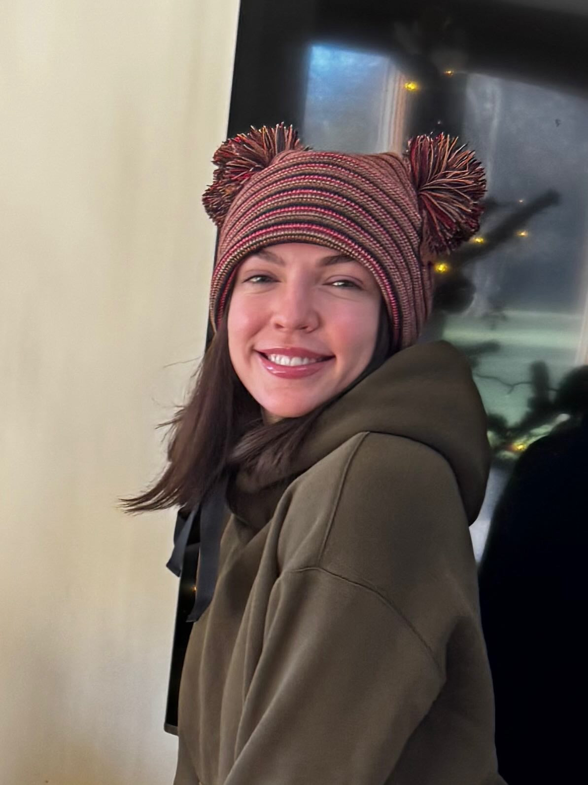 Patented H Stitch Beanie, Double Pom Pom, Multi Color