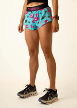 Women's Flamingos on Blue 1.5" Split Shorts (XXS-XL)