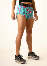 Women's Flamingos on Blue 1.5" Split Shorts (XXS-XL)