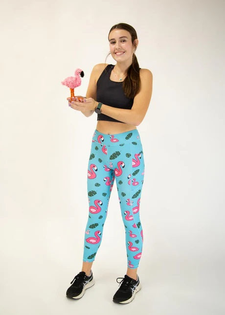 Women's Blue Flamingos Leggings XS S M L XL