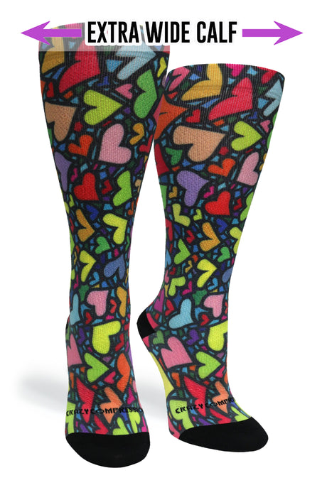 Stain Glass Hearts - (Standard & Extra Wide)
