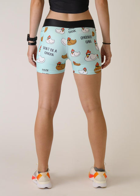 Women's Swaggy Chickens 3" 2-Pocket Compression Shorts (Large)