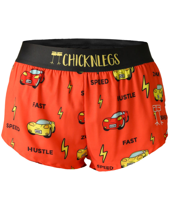 Women's Cars 1.5" Split Shorts (Orange)