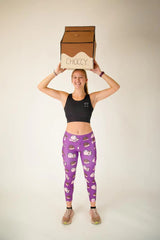 Women's Choccy Cows Leggings (Purple) XS S M L XL