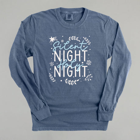 Silent Night Holy Night Blue & White Doodles