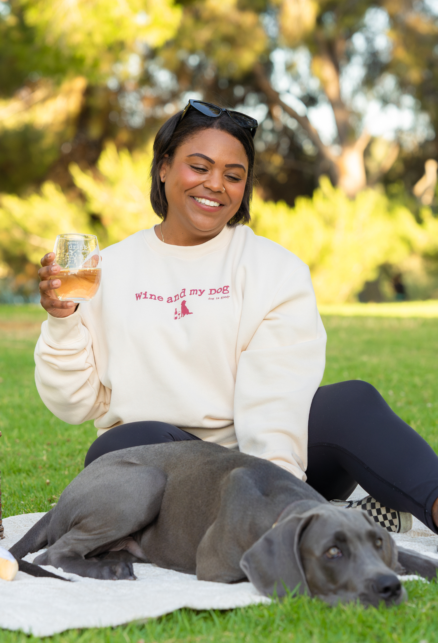 Crew Neck Fleece: Wine & My Dog