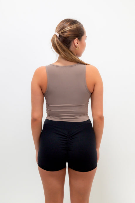 I Am Self Love Ribbed Quick-Dry Butter Taupe Tank