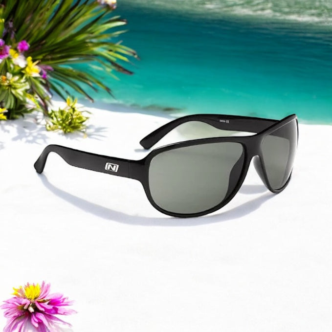 Optic Nerve Antora Sunglasses, Shiny Black, Polarized Smoke Lens