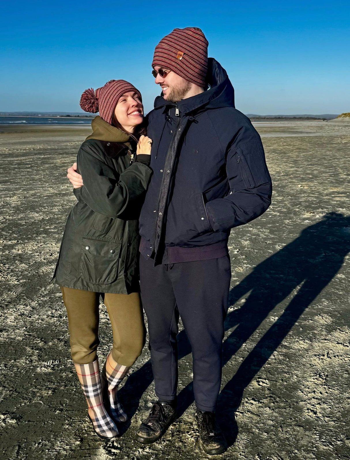 H Stitch Beanie, Multi Color Knit Winter Hats