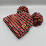 Patented H Stitch Beanie, Double Pom Pom, Multi Color