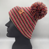 Patented H Stitch Beanie, Double Pom Pom, Multi Color