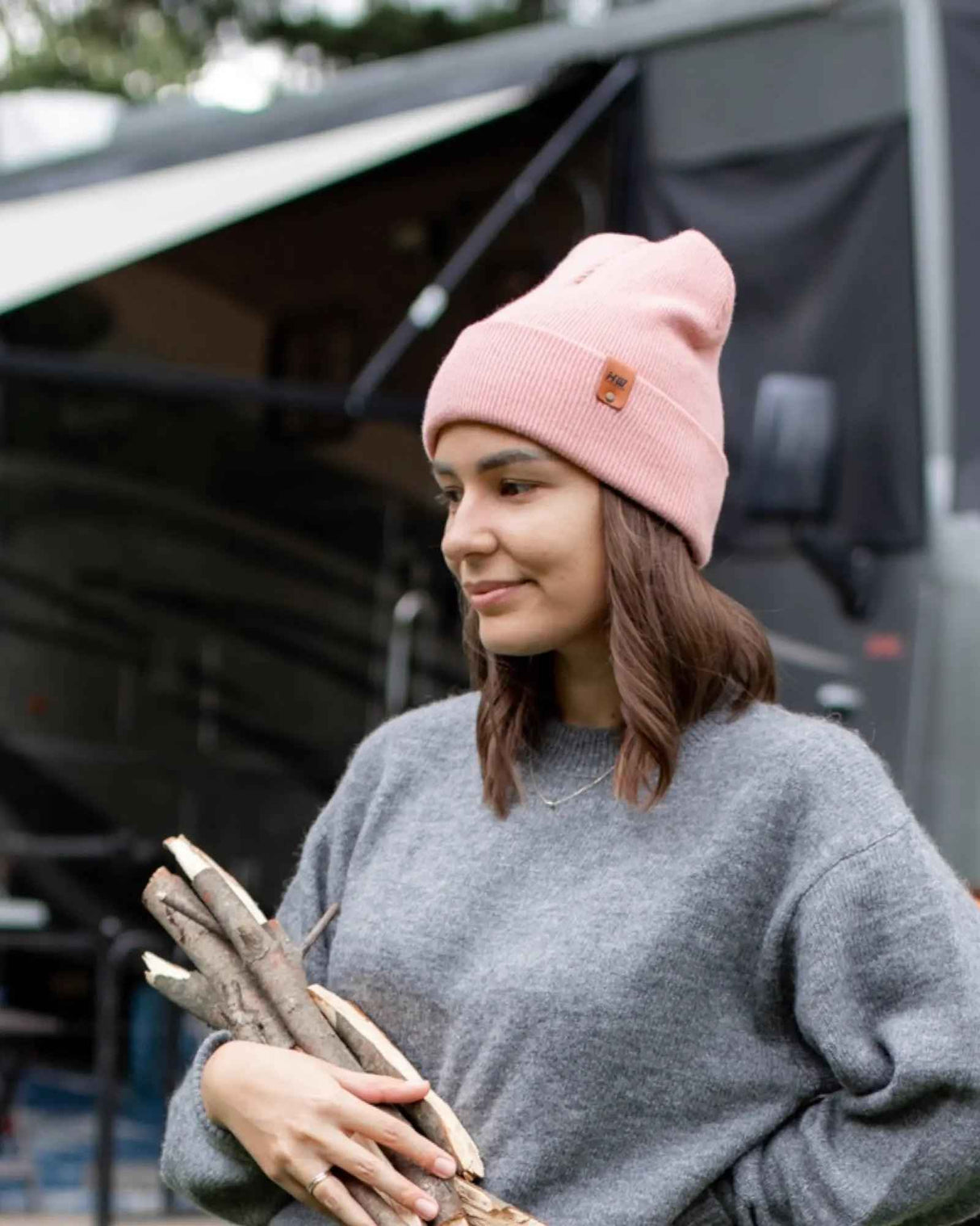 HAAKWEAR Pearl Pink Beanie - Knit Cuffed Classic Hat Made in USA